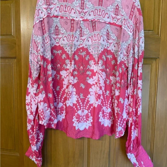 Free People Pink and White Button-Down Blouse - Picture 3 of 5